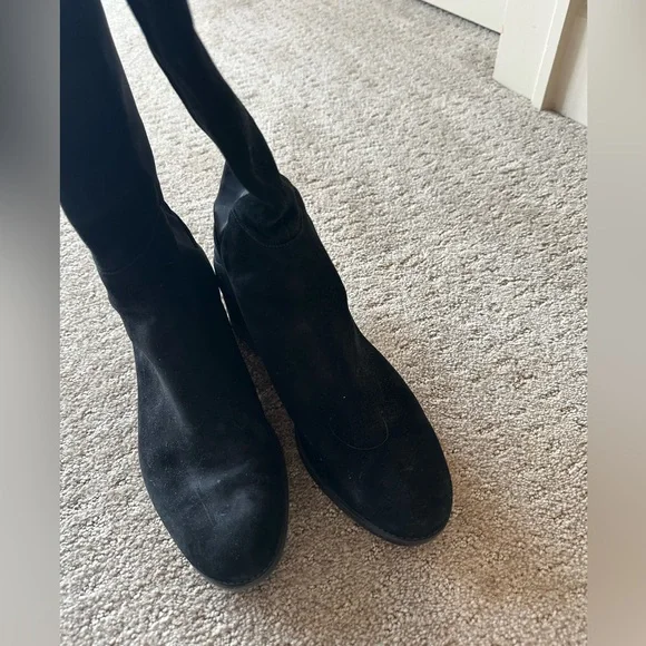 Tory Burch Thea Suede Over-the-Knee Boots in Black - Picture 5 of 10